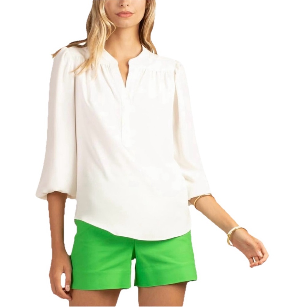 Trina Turk Whitewash Women’s White Cream Off White Polyester Blouse Size XS